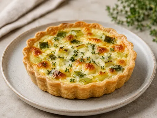 Mini quiche de alho poró e queijo